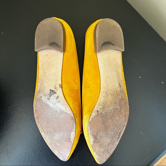 TALBOTS "Mira" Yellow Suede Pointy Toe Ballet Flats Shoes - Picture 5 of 10